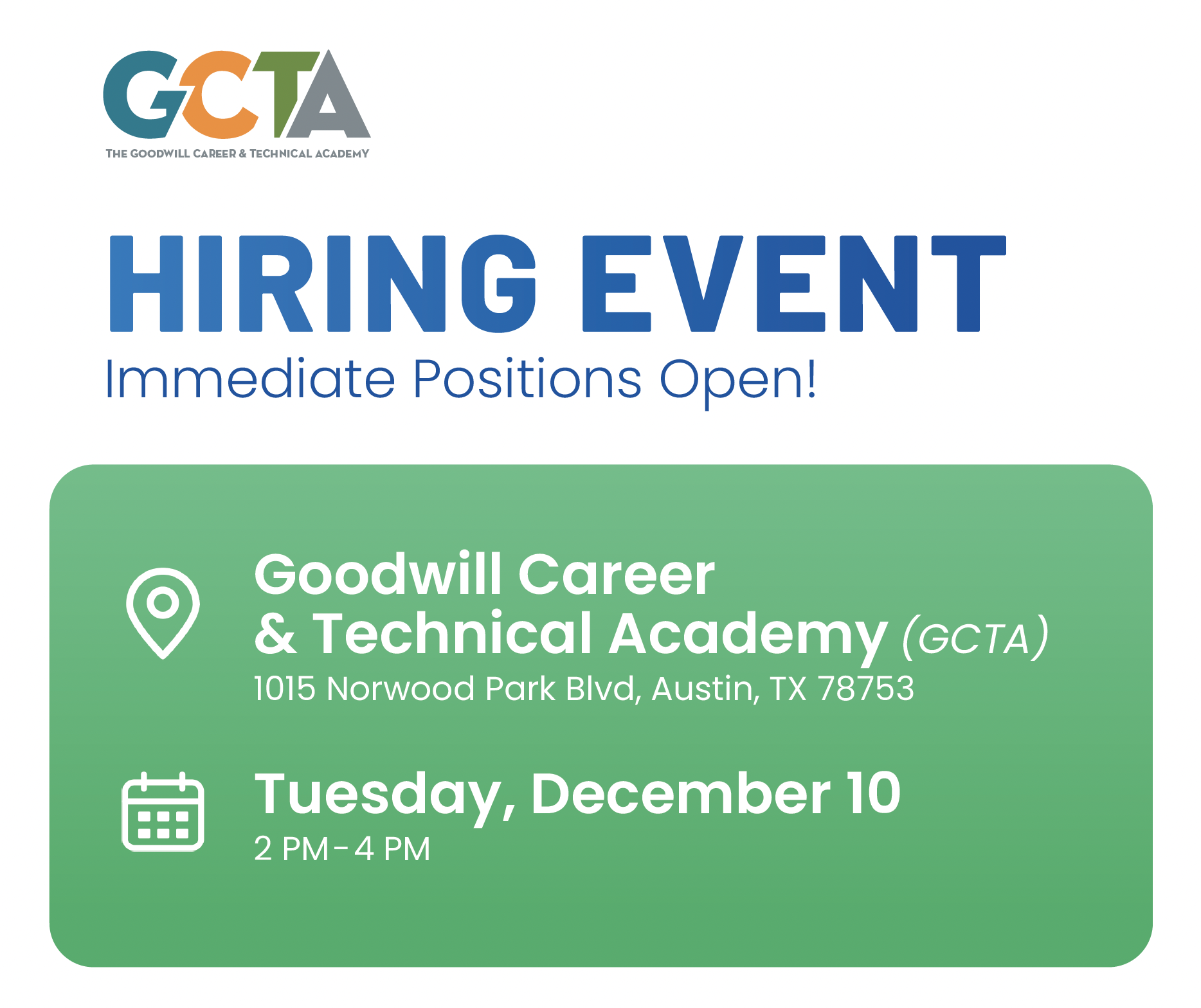 Hiring Event at GCTA